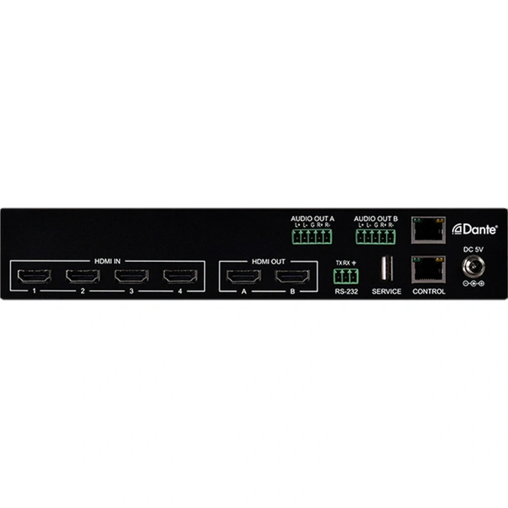 Maticový prepínač HDMI s Dante CPLUS-V4H2HP-DTDA